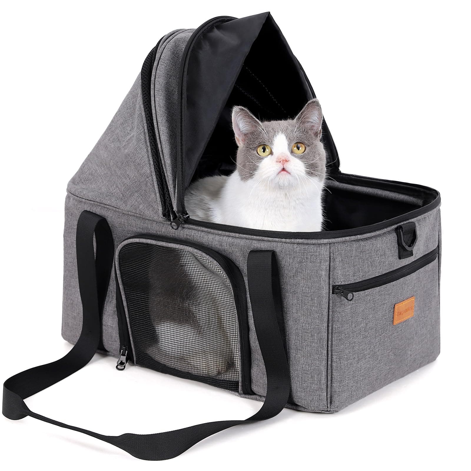 Top-Expandable Cat Carrier with Semi-Open Canopy, Up to 15 lbs