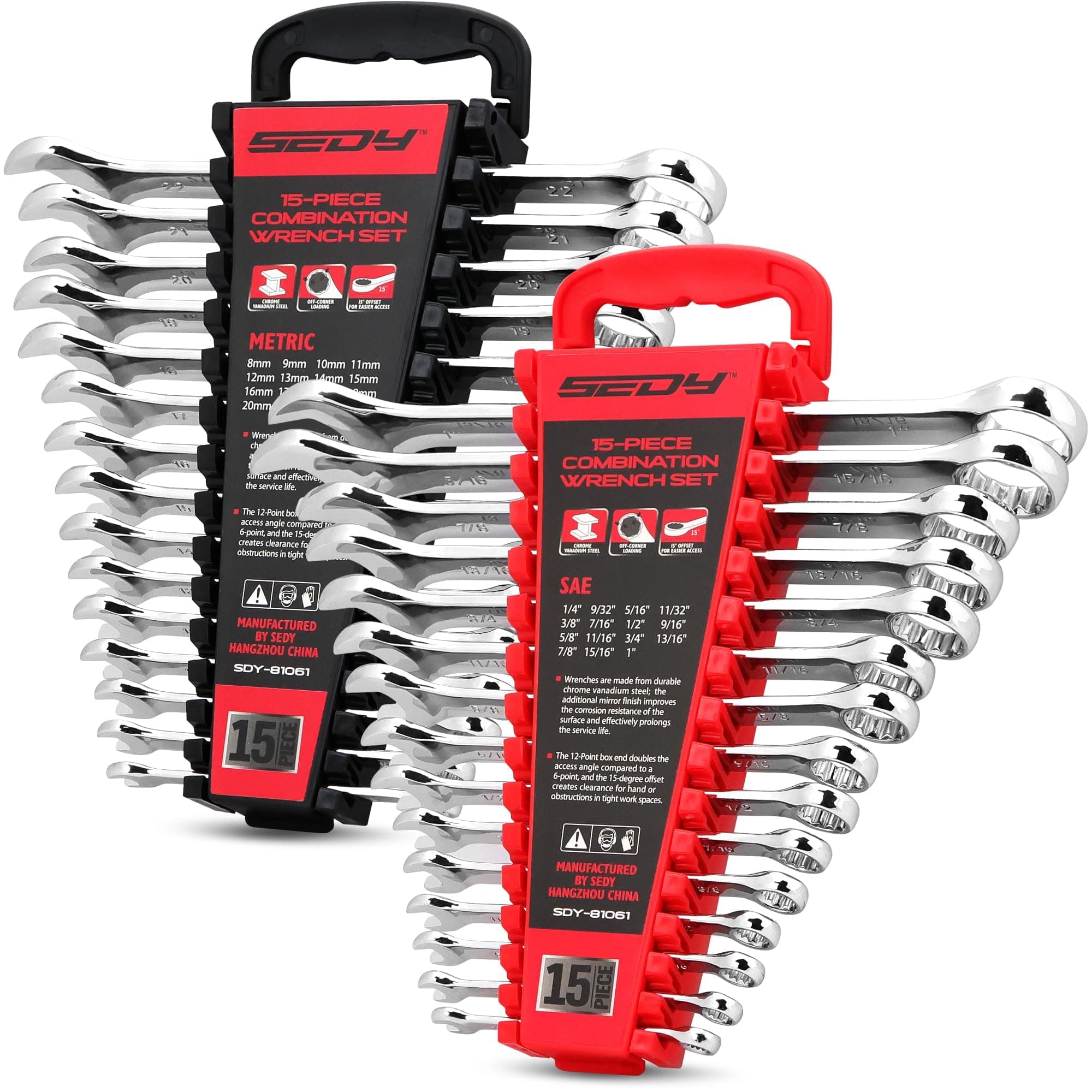 30-Piece Combination Wrench Set - Open End Wrench Set with Organizer Professional 12 Poin…