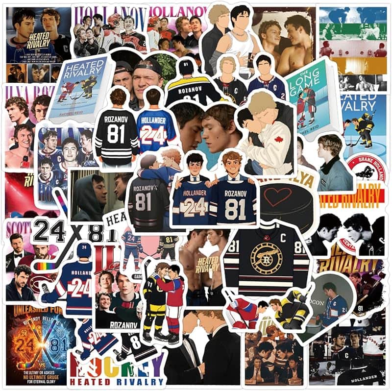 Feng Qi 120 Pcs TV Hockey Heated Rivalry Stickers for Water Bottles, Waterproof Vinyl Hoc…