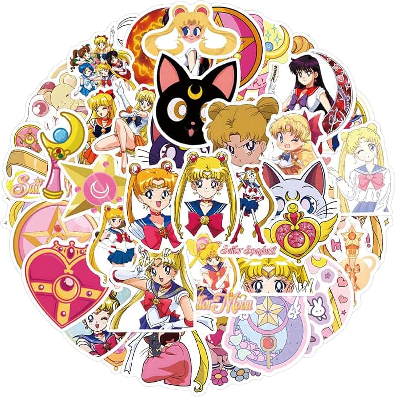 55PCS Sailor Anime Moon Stickers,Teens Stickers for Water Bottle Laptop Phone Scrapbookin…