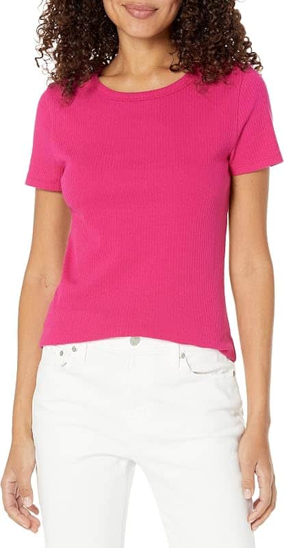 Womens Short Sleeve Ribbed Tee