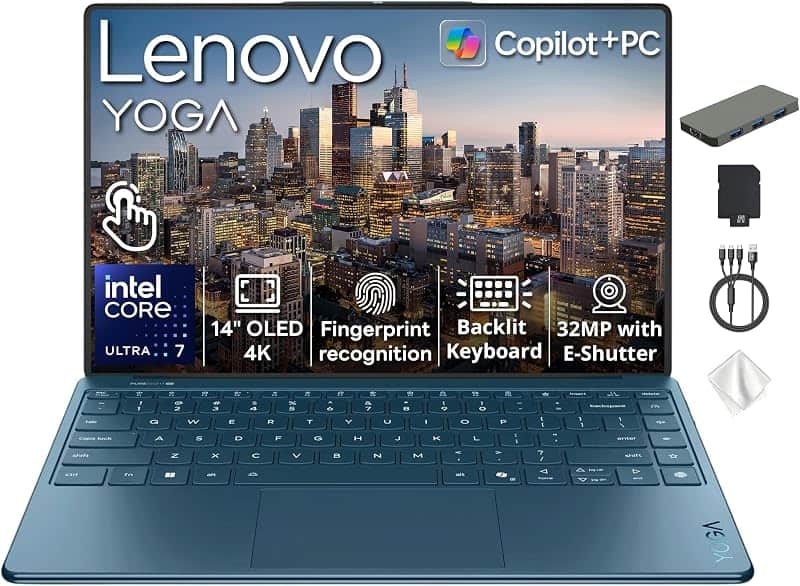 Yoga Slim 9i 14" 4K OLED Touch Copilot+ PC Laptop, Intel Ultra 7 258V, 32GB RAM, 2TB Stor…