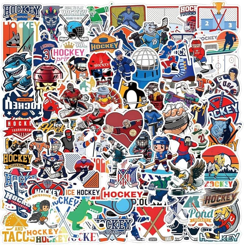 110Pcs Ice Hockey Stickers Cool Hockey Player Vinyl Decals, Funny Sport Goalie Waterproof…