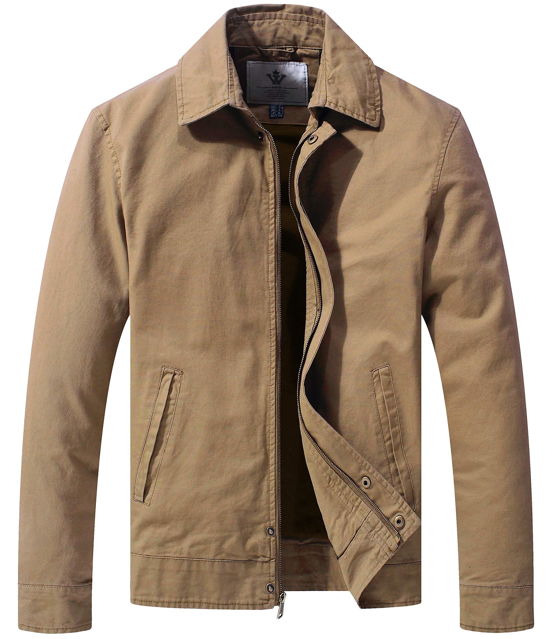 WenVen Men's Lightweight Military Cotton Jacket Casual Fall Lapel Work Coat | High Densit…